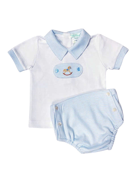 Baby Boys Rocking Horse Diaper and Shirt Set - Little Threads Inc. Children's Clothing