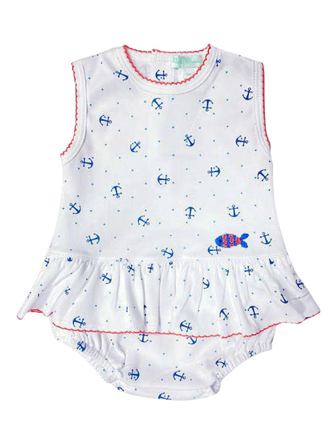 Nautical Print girl's romper - Little Threads Inc. Children's Clothing