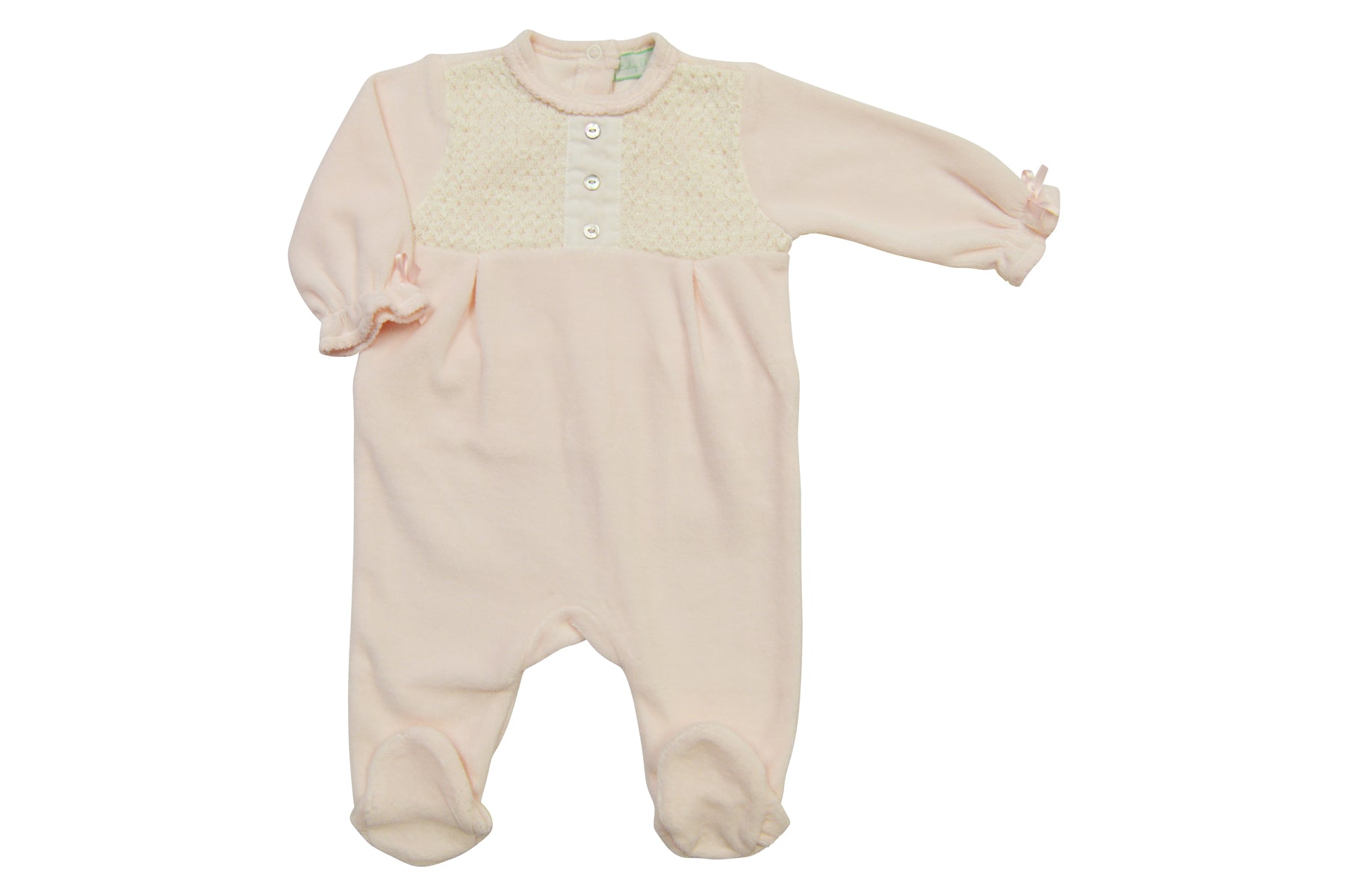 Pink Velour Knit Footie - Little Threads Inc. Children's Clothing