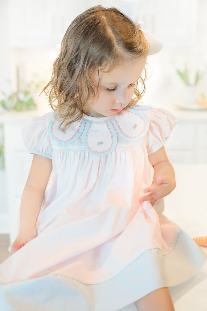 Pink and Blue Hand Petal Girl Dress - Little Threads Inc. Children's Clothing