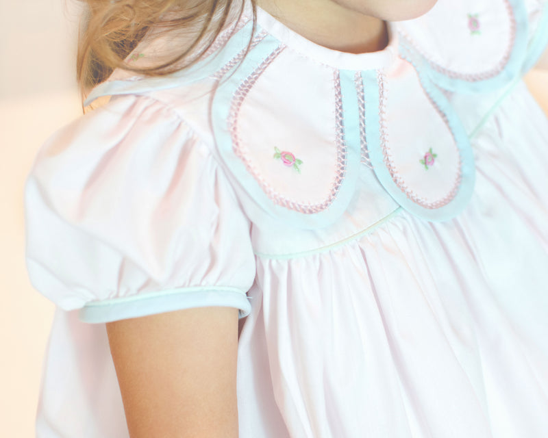 Pink and Blue Hand Petal Girl Dress - Little Threads Inc. Children's Clothing