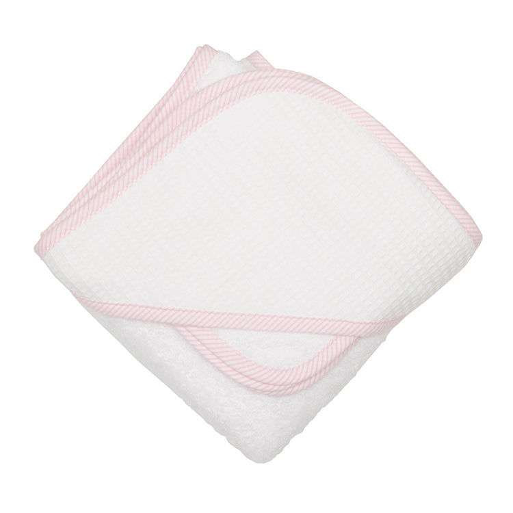 Pink Stripes Seersucker Hooded Towel and Wash Cloth Set - Little Threads Inc. Children's Clothing