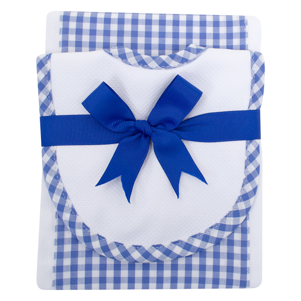 Royal blue Checks Baby Boy Burp Pad and small bib set - Little Threads Inc. Children's Clothing