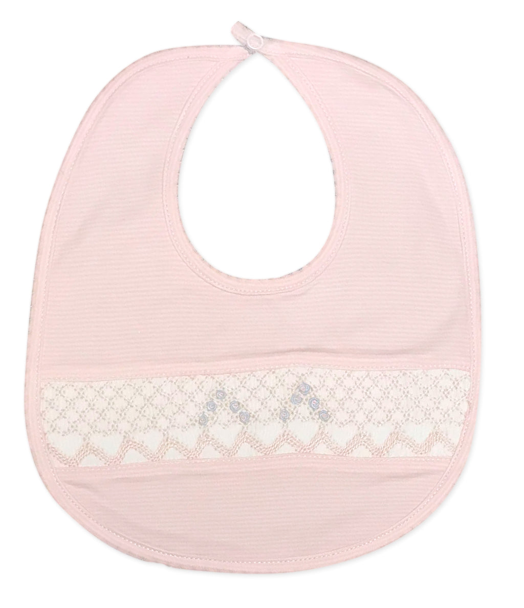 Baby Girl's Pima Cotton Pink And Blue Hand Smocked Bib - Little Threads Inc. Children's Clothing