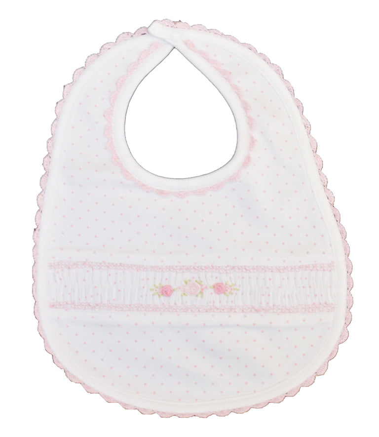 Baby Girl's Pink Dots Hand Smocked Bib - Little Threads Inc. Children's Clothing