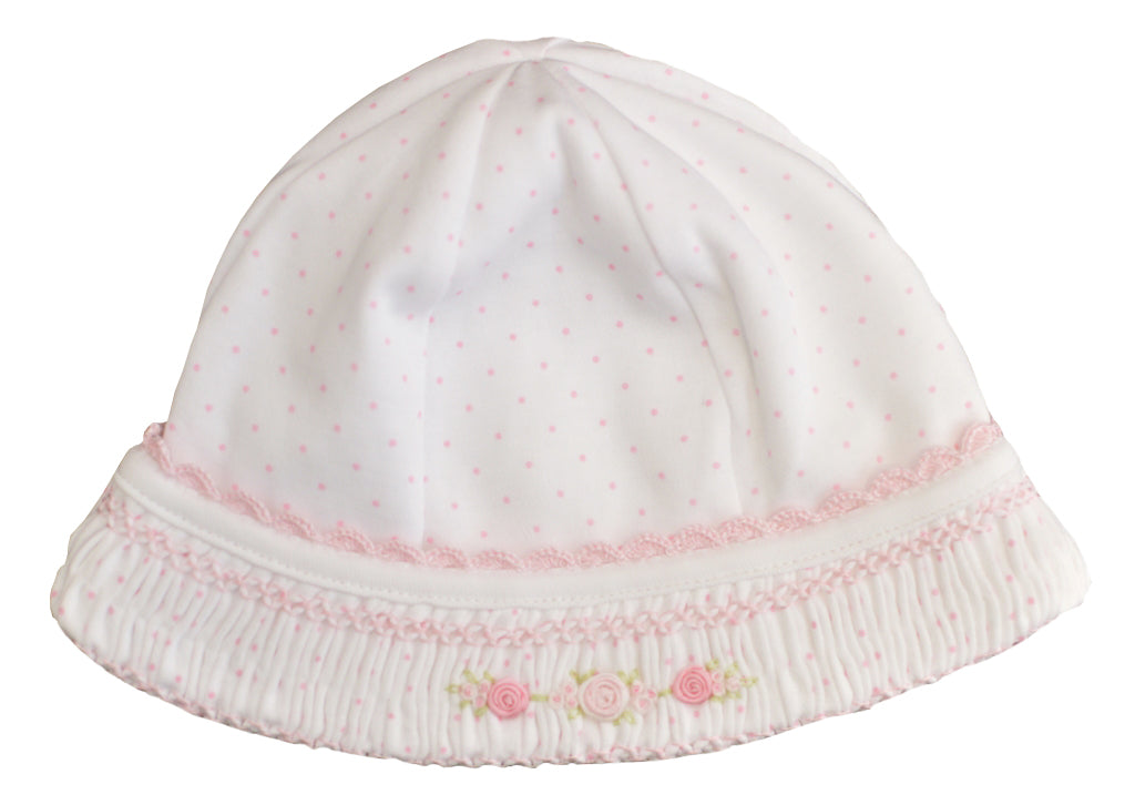 Baby Girl's Pink Dots Hand Smocked Hat - Little Threads Inc. Children's Clothing