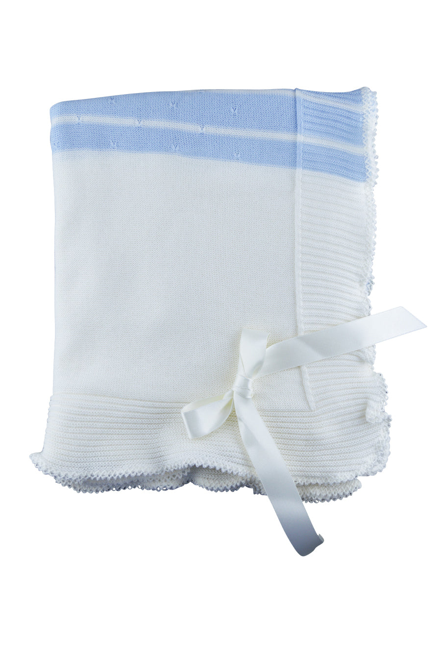 Blue and White Knitted Blanket - Little Threads Inc. Children's Clothing
