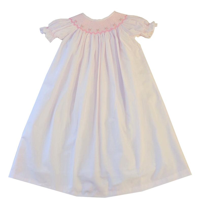 Baby Girl's Pink Hand Smocked Rose DayGown - Little Threads Inc. Children's Clothing