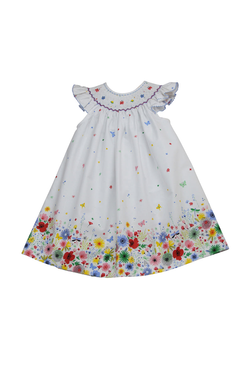 Hand Smocked Floral Bishop Dress - Little Threads Inc. Children's Clothing