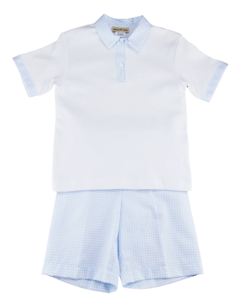 Blue Checkered Collar Short Set - Little Threads Inc. Children's Clothing
