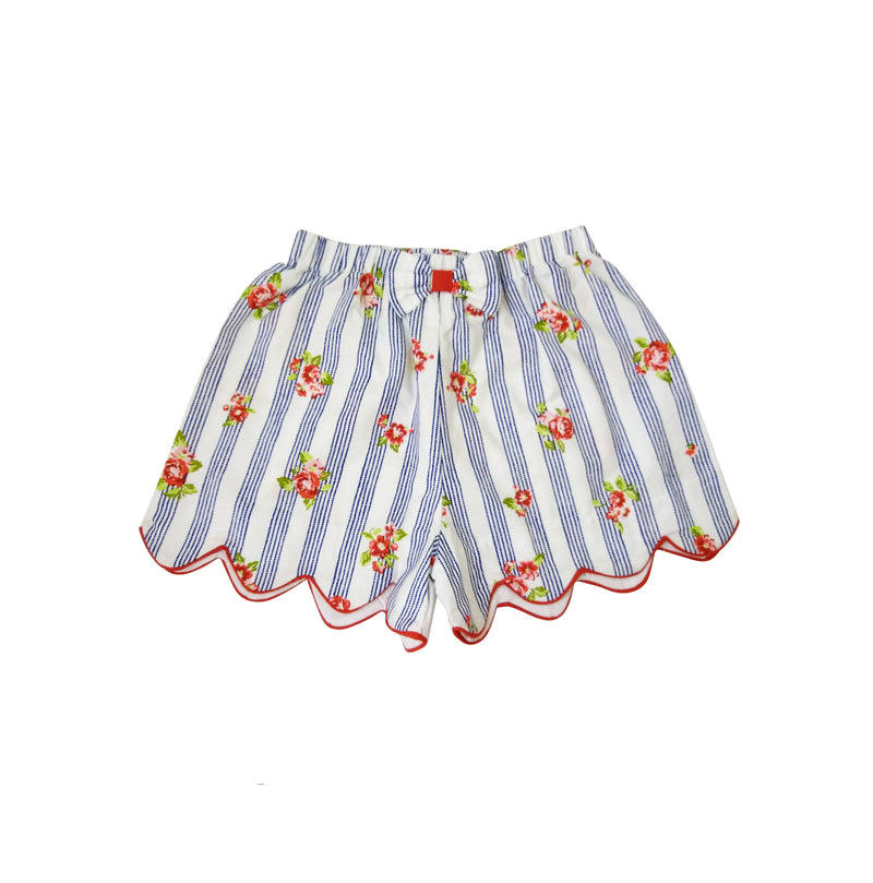 Navy and Red Floral Girl's Shorts - Little Threads Inc. Children's Clothing