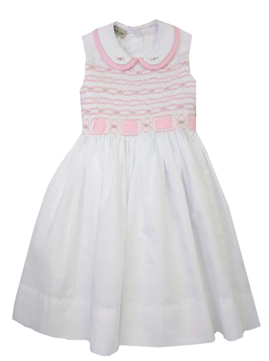 Ribbon and Roses  hand Girls Hand Smocked dress - Little Threads Inc. Children's Clothing