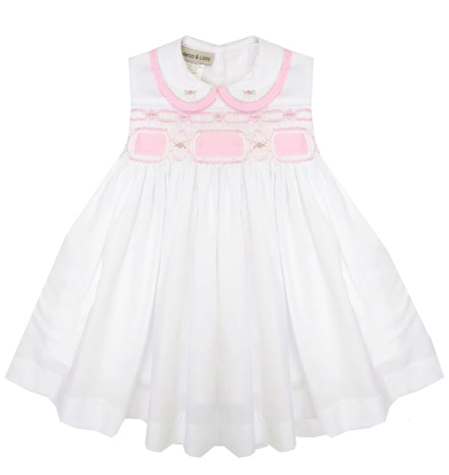 Ribbon and  Roses Hand Smocked Baby Girl Dress - Little Threads Inc. Children's Clothing