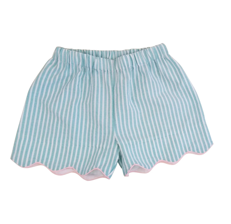 Blue Seersucker Girl's Short - Little Threads Inc. Children's Clothing