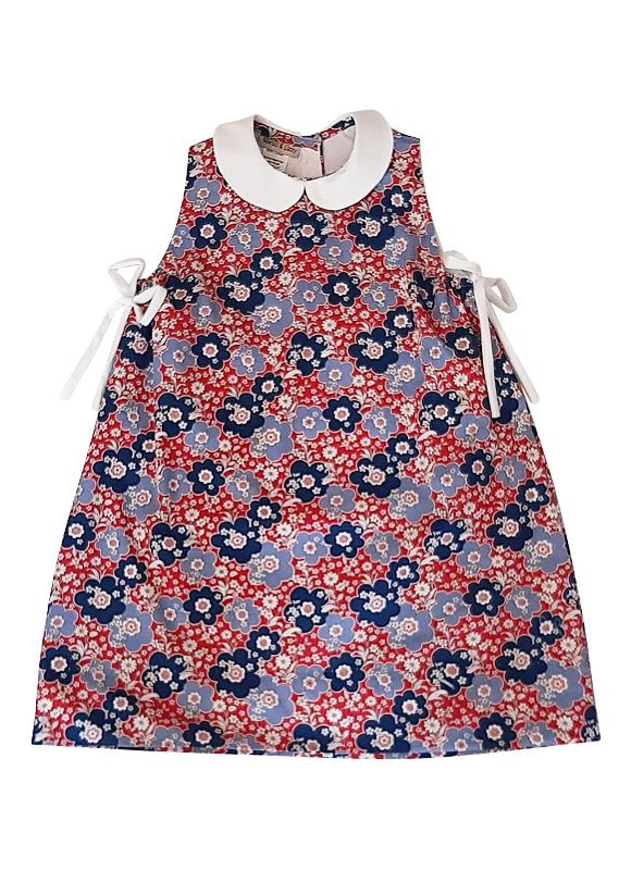Red and Blue Floral Girl's Dress - Little Threads Inc. Children's Clothing