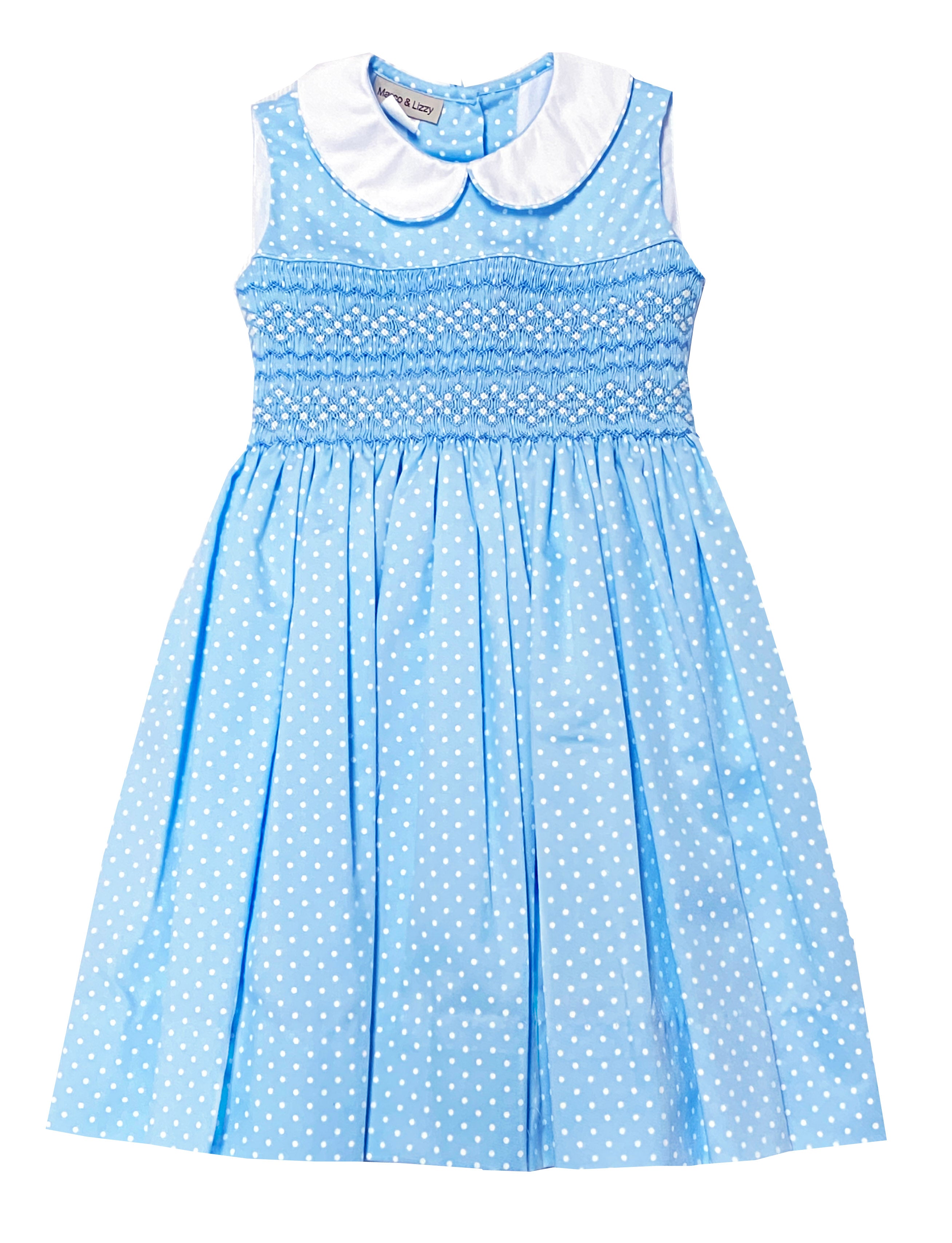 Blue Smocked Girl's Dress - Little Threads Inc. Children's Clothing