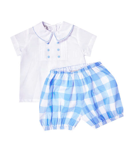 Blue checks and dots Baby Boy diaper set - Little Threads Inc. Children's Clothing