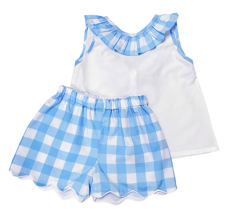 Blue checks Girls Short Set - Little Threads Inc. Children's Clothing