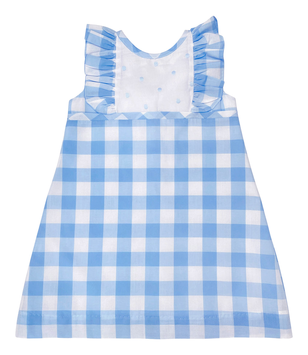 Blue checks and Dots A line girl's dress - Little Threads Inc. Children's Clothing