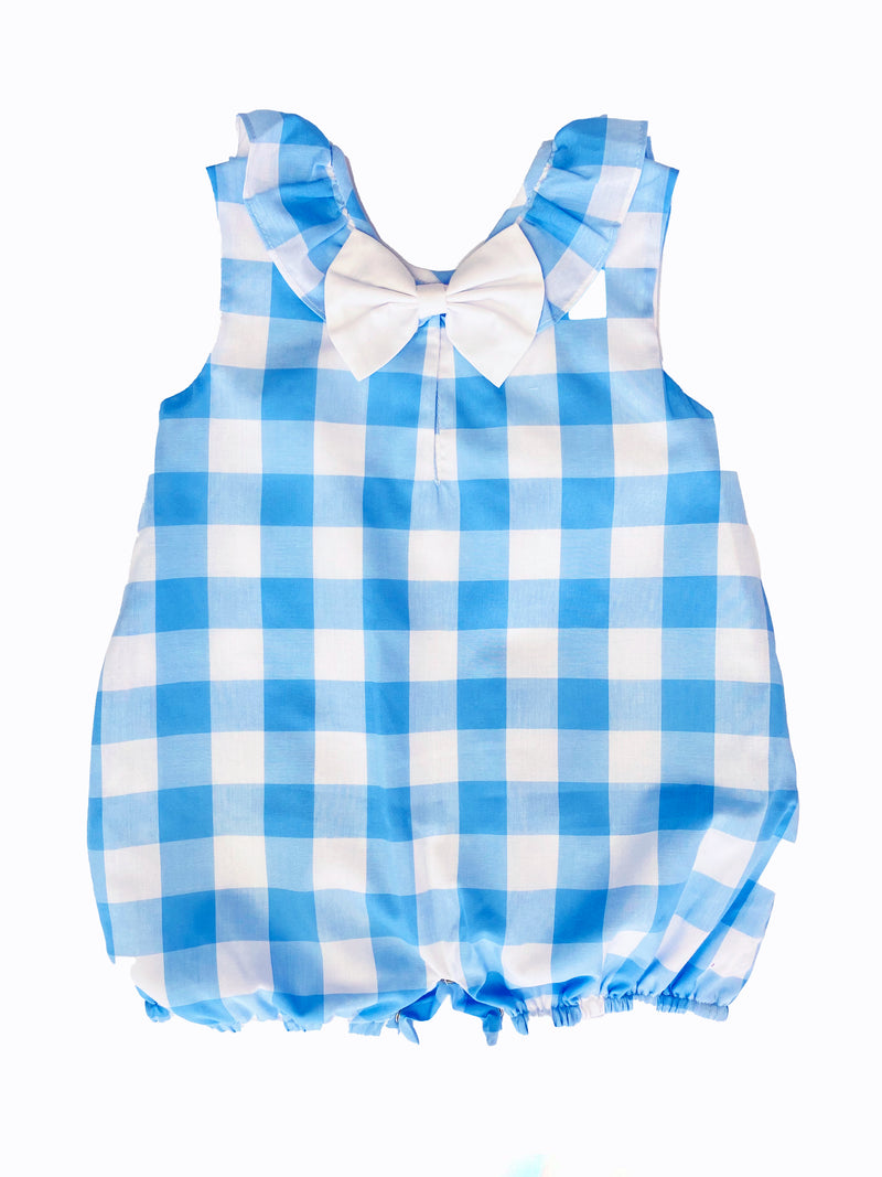 Blue Check and Dot Baby Girl romper - Little Threads Inc. Children's Clothing