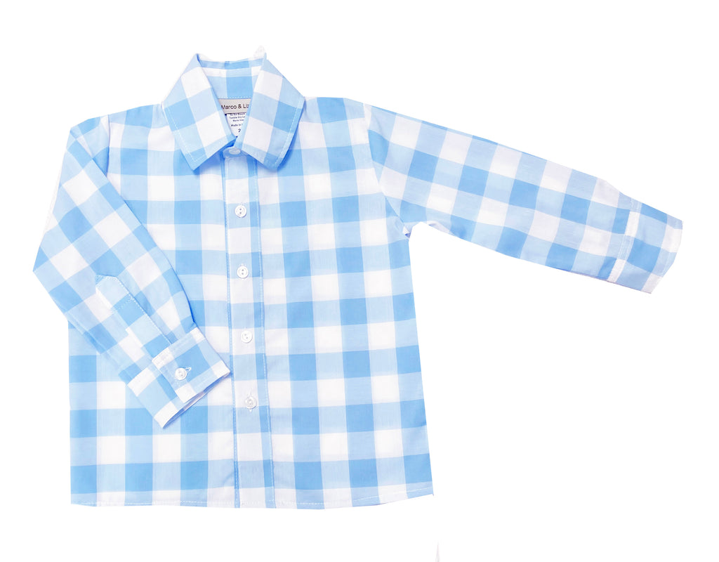 Blue checks boy's shirt - Little Threads Inc. Children's Clothing