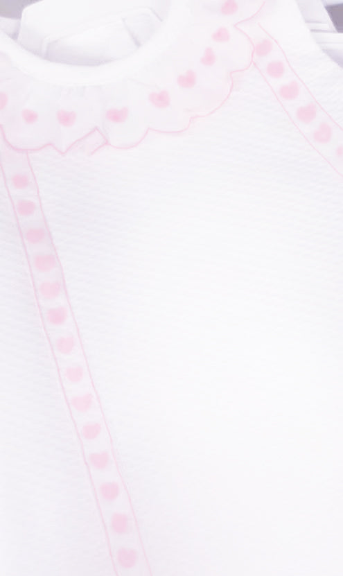 White pique pink trim Baby Popover - Little Threads Inc. Children's Clothing