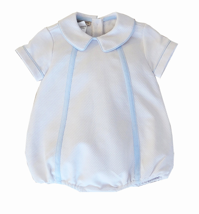 Spring Baby Boys Blue And White Romper - Little Threads Inc. Children's Clothing