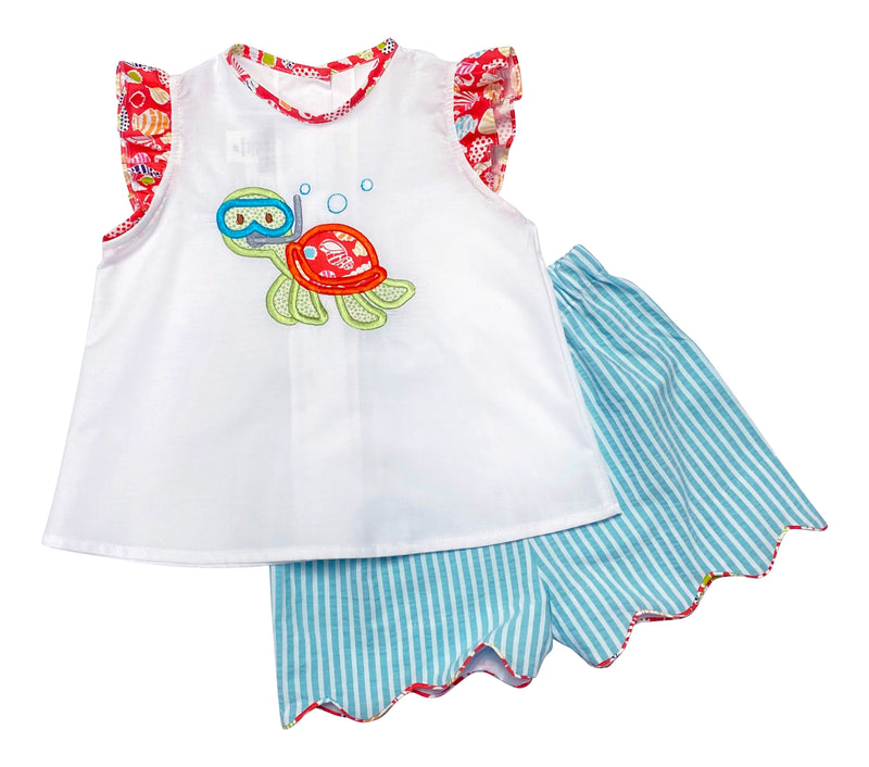 Turtle Girl Short Set - Little Threads Inc. Children's Clothing