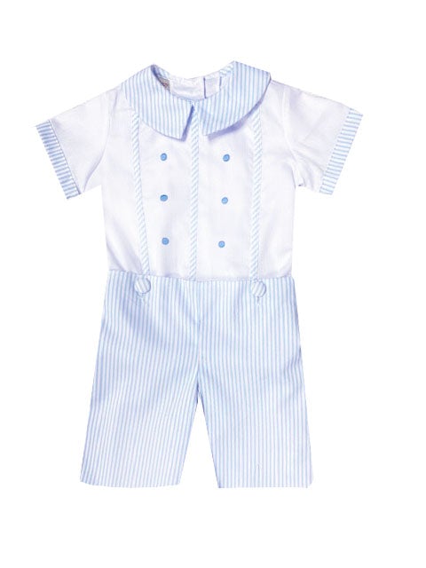 Blue Pique Stripe Short Set - Little Threads Inc. Children's Clothing