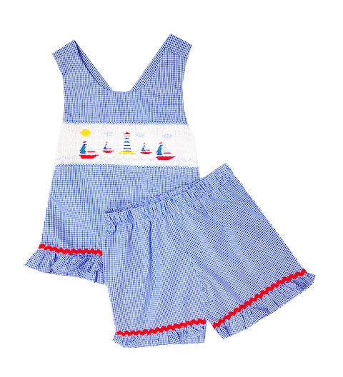 Sailboats Girl Short Set - Little Threads Inc. Children's Clothing