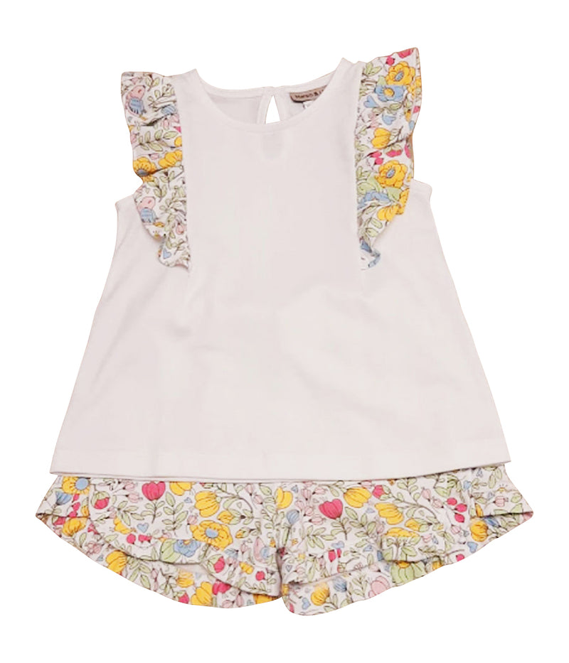 Girl's "Lyann & Noah" Short Set with White Top - Little Threads Inc. Children's Clothing