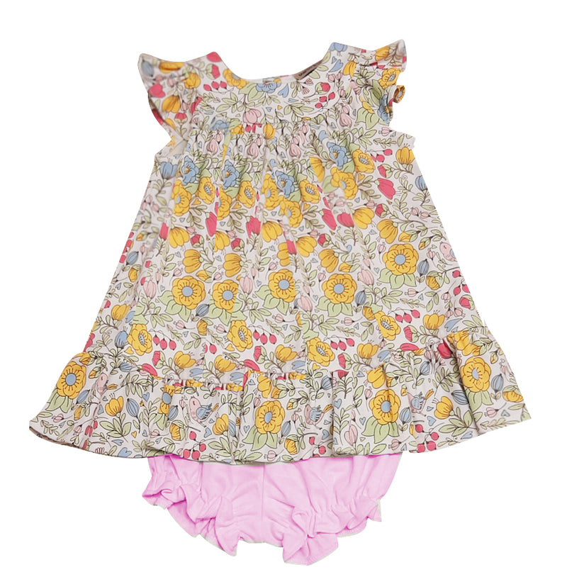 Baby Girl's "Lyann & Noah" Pastel Flowers Round Collar Dress - Little Threads Inc. Children's Clothing