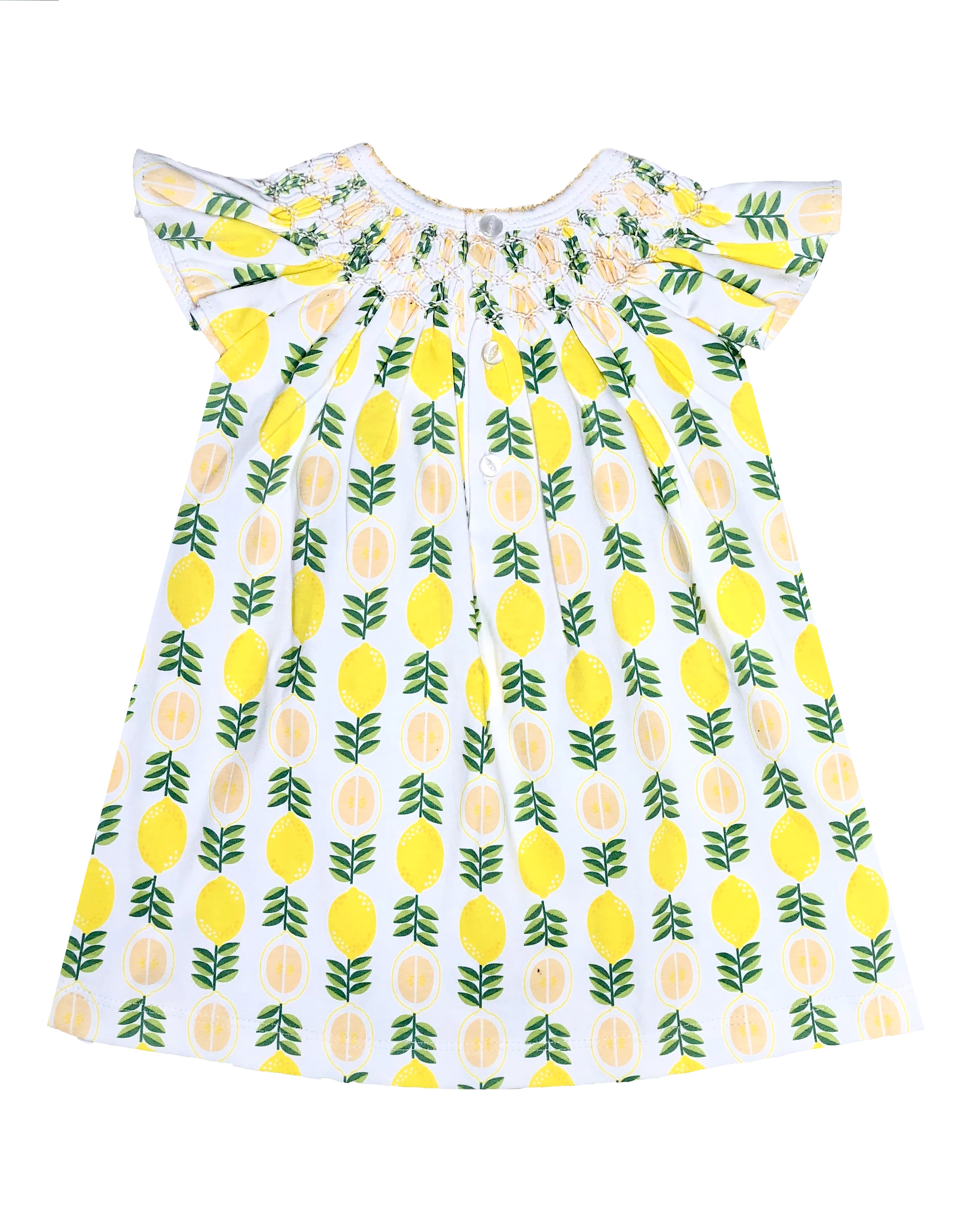 Girl's "Lemonade Stand" pima print bishop - Little Threads Inc. Children's Clothing