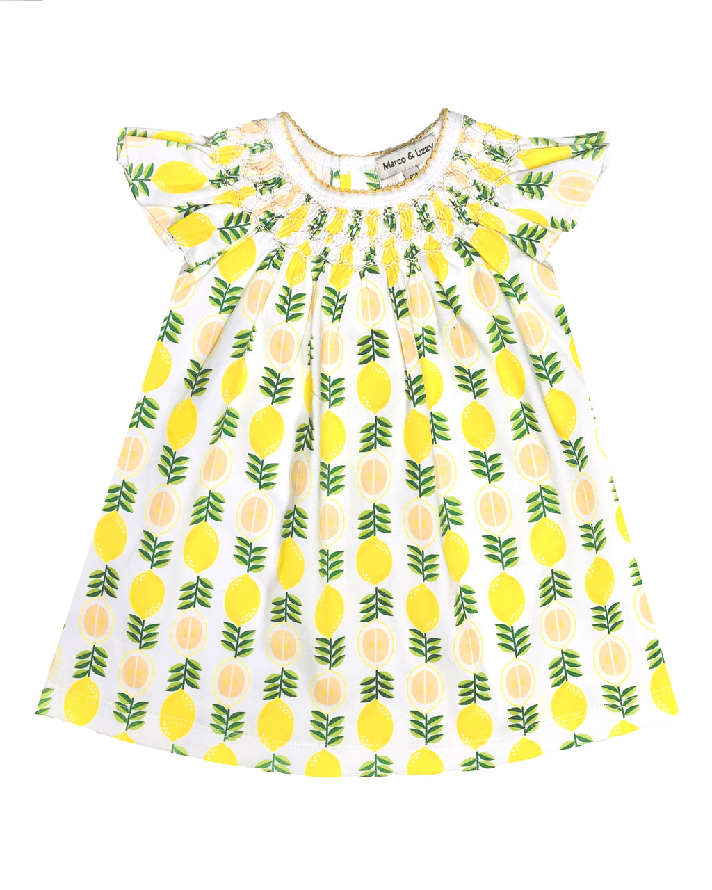 Girl's "Lemonade Stand" pima print bishop - Little Threads Inc. Children's Clothing