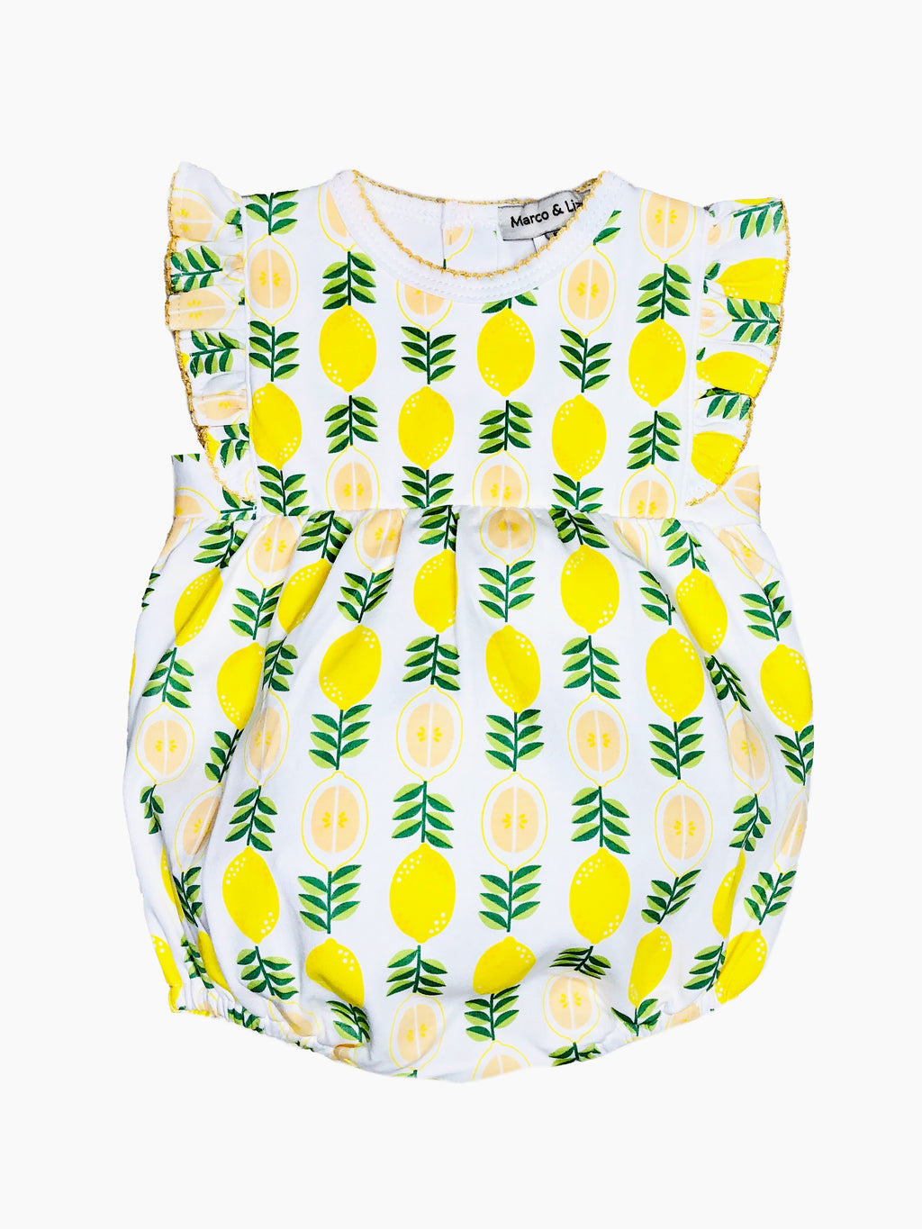 Baby girl's "Lemonade Stand" pima print romper - Little Threads Inc. Children's Clothing