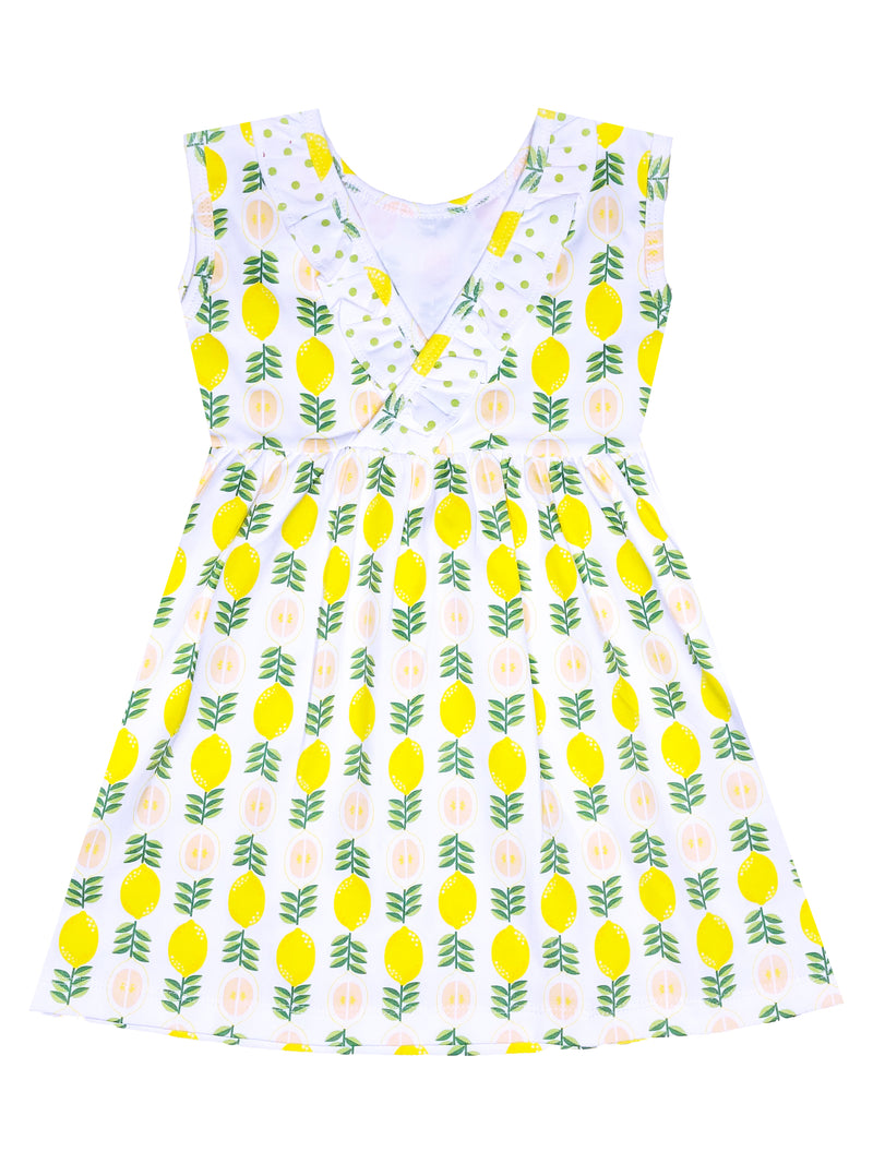 Girl's "Lemonade Stand" pima print dress - Little Threads Inc. Children's Clothing