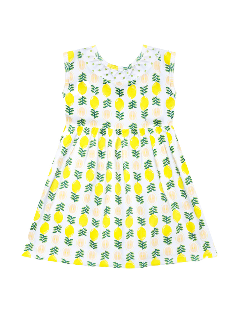 Girl's "Lemonade Stand" pima print dress - Little Threads Inc. Children's Clothing