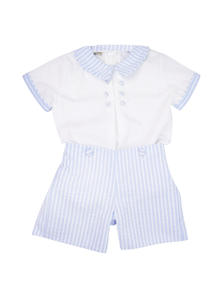 Blue stripe boy's short set - Little Threads Inc. Children's Clothing