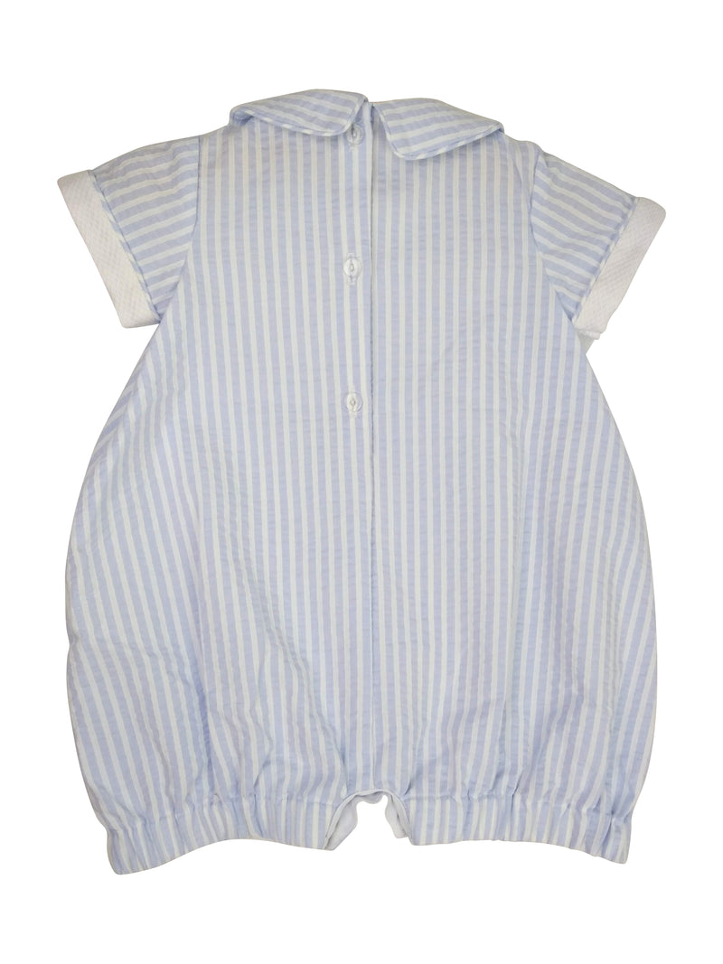 Sam Blue Stripe baby boy romper - Little Threads Inc. Children's Clothing
