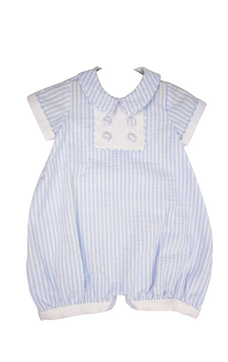 Sam Blue Stripe baby boy romper - Little Threads Inc. Children's Clothing
