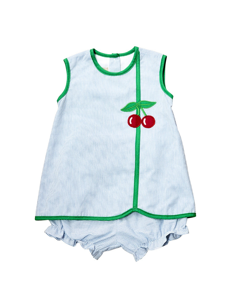 Cherries Diaper Cover Girl's Popover Set - Little Threads Inc. Children's Clothing