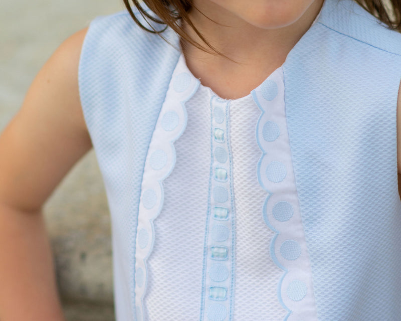 Girl's "Blue and White" A line Dress - Little Threads Inc. Children's Clothing
