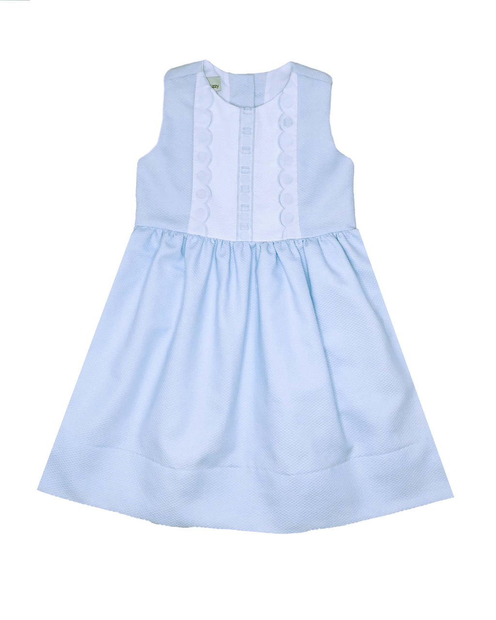 Girl's "Blue and White" Sleeveless Pique Dress - Little Threads Inc. Children's Clothing