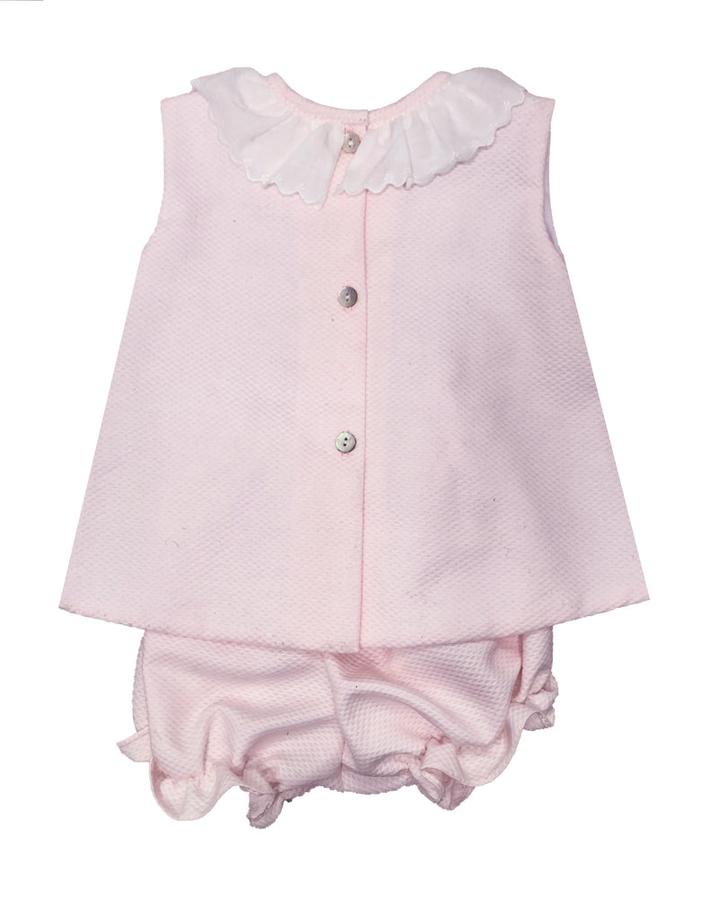 Baby Girl's Pink & Lacey Pique Diaper Set - Little Threads Inc. Children's Clothing