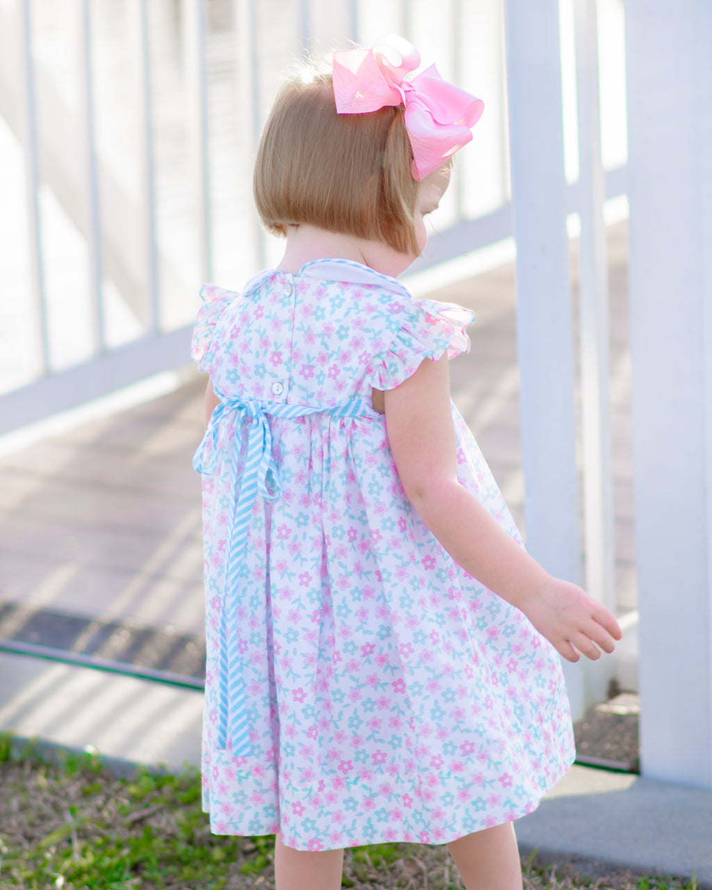 Olivia Pink floral float girls dress - Little Threads Inc. Children's Clothing