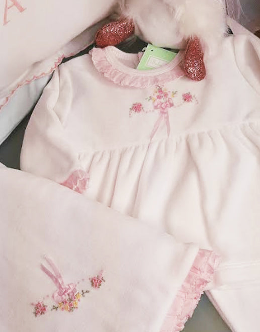 White Velour Baby girl's Pant Set - Little Threads Inc. Children's Clothing
