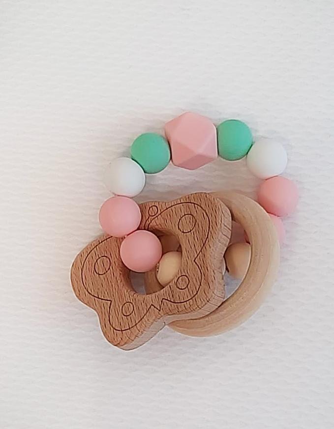 Butterfly Wooden baby rattle. - Little Threads Inc. Children's Clothing