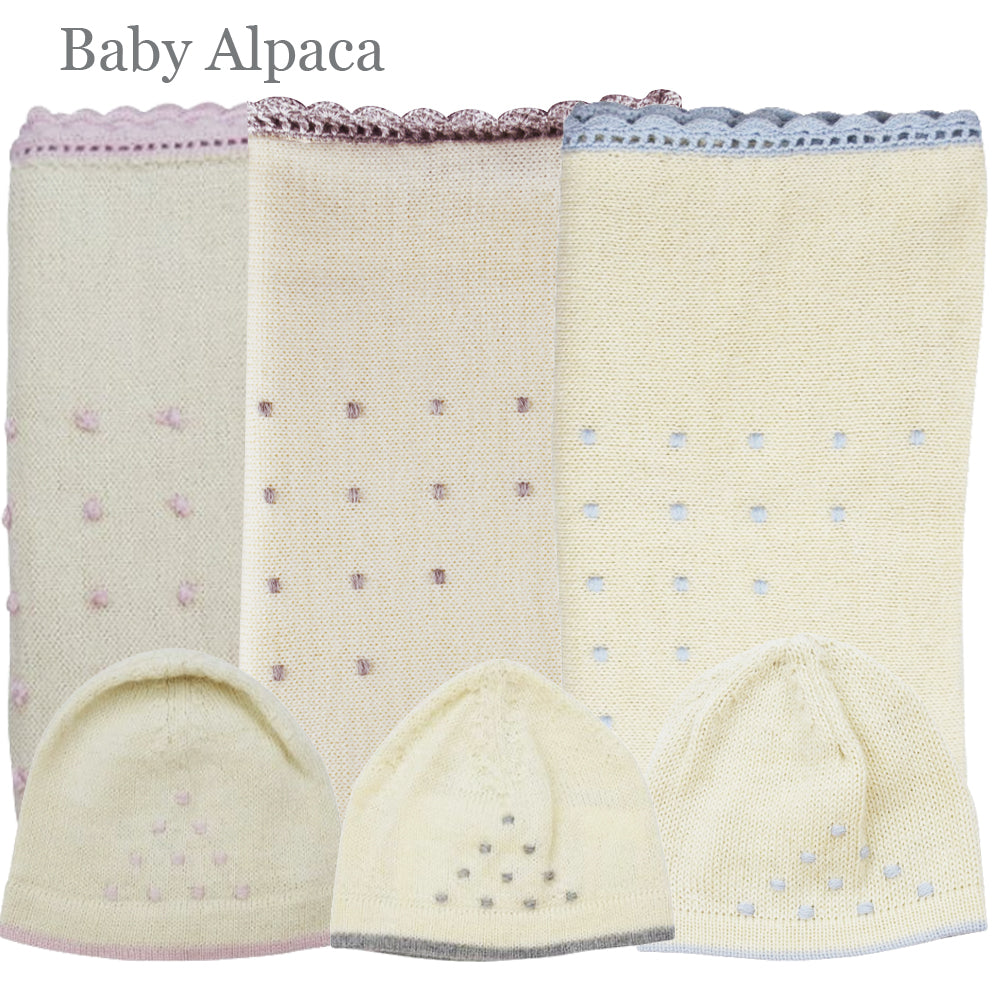 Ivory Alpaca Blanket with blue Dots - Little Threads Inc. Children's Clothing