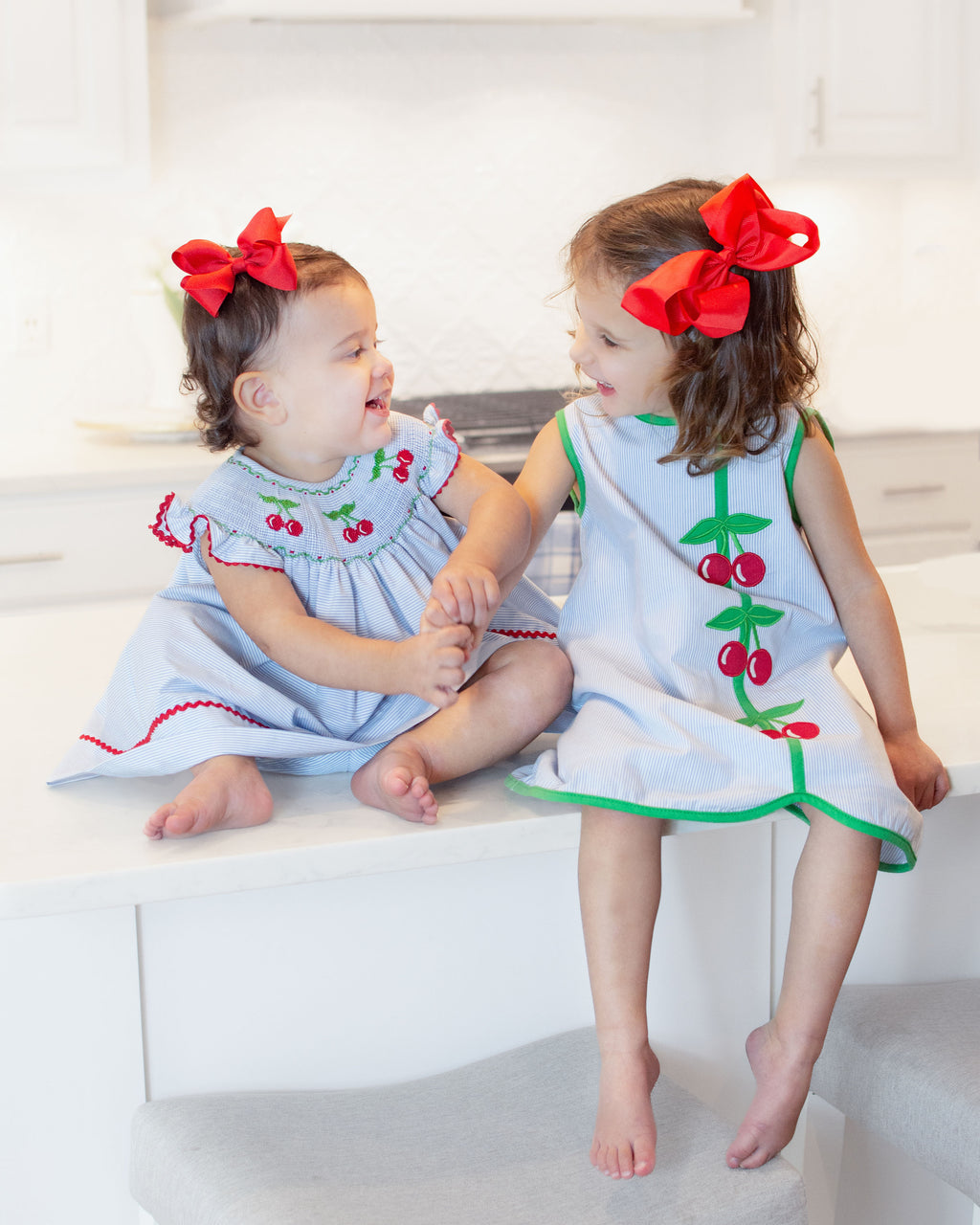 Girl's "Cherry" Applique  A Line dress - Little Threads Inc. Children's Clothing