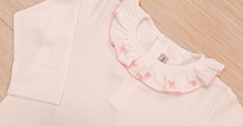 Pink Bows ruffle Pima Cotton girls top - Little Threads Inc. Children's Clothing